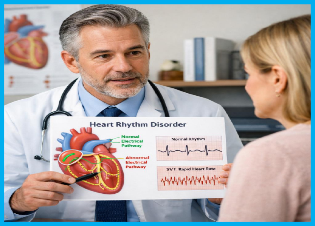 SVT (Supraventricular Tachycardia) showing abnormal heart