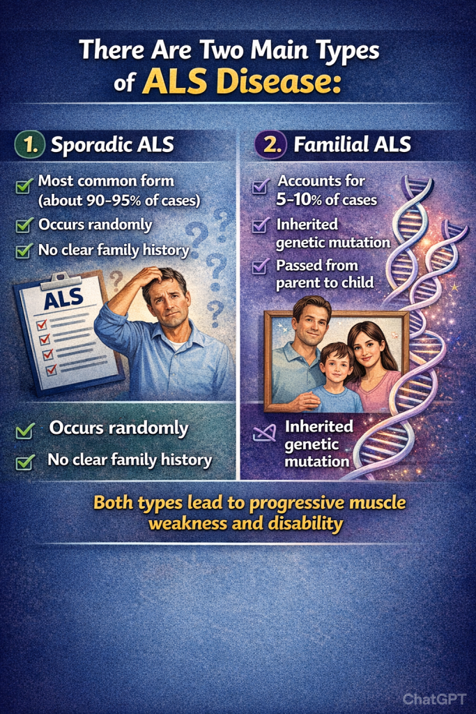 There are two main types of ALS disease: